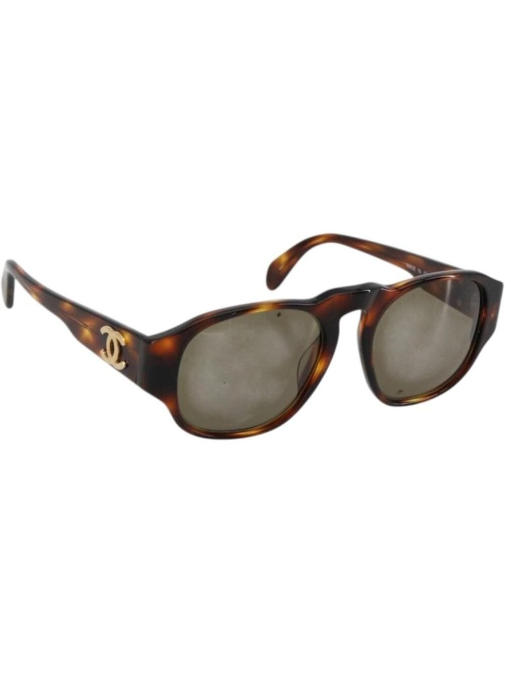CHANEL COCO Mark Sunglasses plastic Brown CC